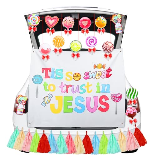 Thiccywoov Christian Trunk or Treat Car Decorations Kit Church Trunk or Treat Religious Halloween Decorations Candy Car Garage Decor Banners for Halloween Church Sunday Autumn Party Supplies