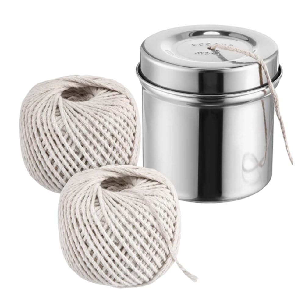 UDSKNV[KSL Stainless Steel Dispenser with Kitchen Twine- 216FT Cooking Twine, 2MM Natural Cotton Butcher Twine(2-Pack)