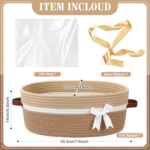 Image of Colingmill 2026 Graduation Large Woven Basket for Gifts Empty Set with Gift Bags and Ribbon Gift Baskets and Wrapping Set Storage 14 inchx 10 inchx 5.5 inch Decorative Box for Class of 2026 Graduation(Yellow)