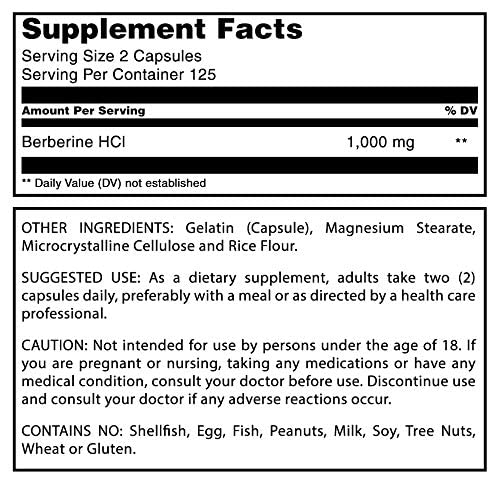 Amazing Formulas Berberine 1000Mg Per Serving 250 Capsules Supplement | Non Gmo | Gluten Free | Made In Usa- Proudly Made In The Usa With Guaranteed Purity & Potency #TOP4