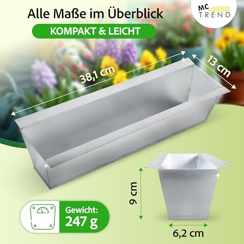 MC-Trend Blumenkasten für Europaletten – verzinktes Metall – wetterfest + rostfrei – Paletten-Balkonkasten mit Ablauflöchern – 38,1x13x9 cm – 247 g – UV beständig – stapelbar – Diverse Sets (6)