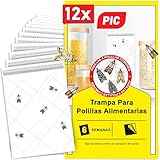 PIC Trampa Polillas Alimentos - 12x Trampas para Polillas de la Comida - Antipolillas Cocina Alimentos - Trampas Adhesivas Eficaces para Determinar la Infestación de Polillas de la Comida