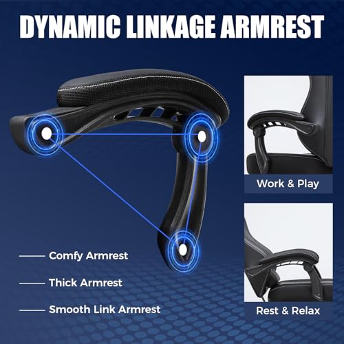 Gaming Chair with Massage and Footrest