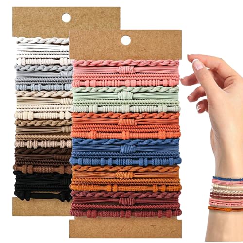 48 elastici per capelli bohémien, braccialetti elastici per capelli da
