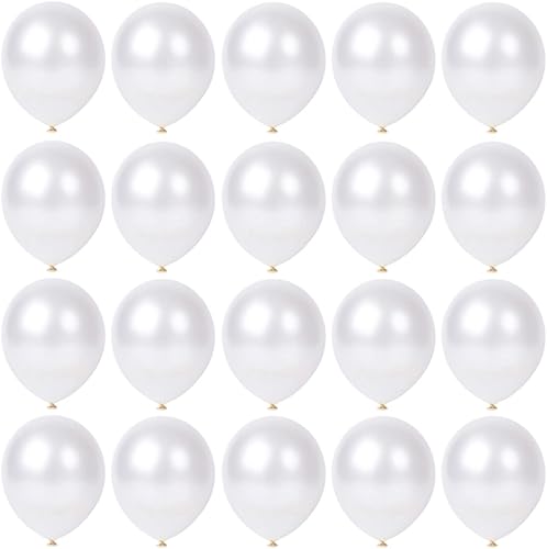 Globos de látex blanco perla de 10 pulgadas, 100 globos gruesos para decoración de cumpleaños (blanco perla)