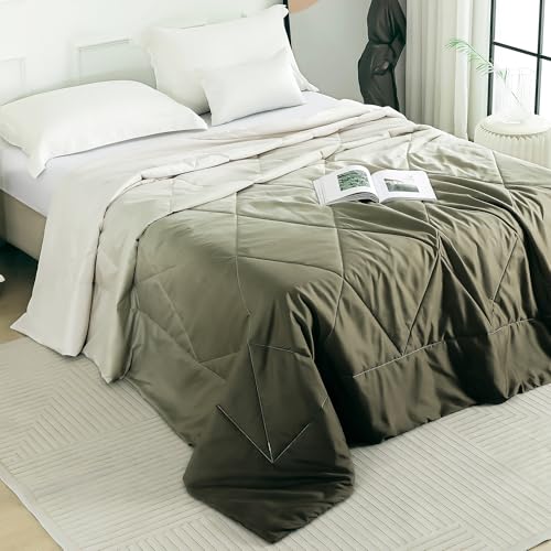 Image of Ac Comforter King Size Ombre with Satin Finish 180 GSM - Reversible AC Comforter - Brown Comforter Quilt Duvet Dohar Blanket for Summer 220 x 250cm