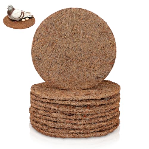Image of OUNONA Coconut Fiber Bird Nesting Pads 10 Pack Round Pigeon Nest Liner for Egg Laying Breeding Warm Nest Support for Parrot Chicken Bird Cage Accessories 5.90 in
