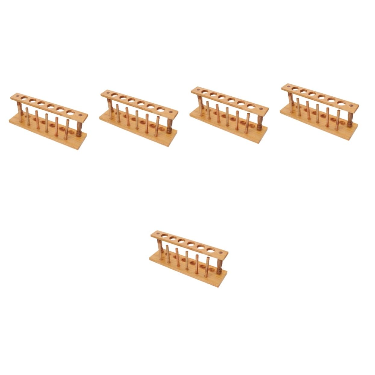 Alipis 5 Piezas Gradilla para tubos de ensayo de madera estante tubo de ensayo azul agujero Pararse apoyo soporte para tubos de ensayo de laboratorio gradillas para tubos de ensayo Marrón