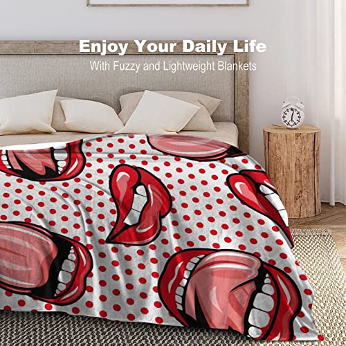 Couverture polaire lèvres rouges plaid canapé flanelle jeté de canapé doux