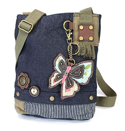 Chala Patch Cross-Body Women Handbag, Blue Denim Canvas Messenger Bag
