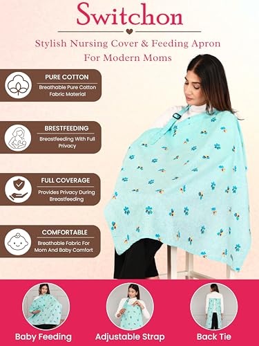 Image of Switchon Feeding Apron Cover Maternity Cover 100% Cotton Maternity Breastfeeding Multipurpose for Mothers