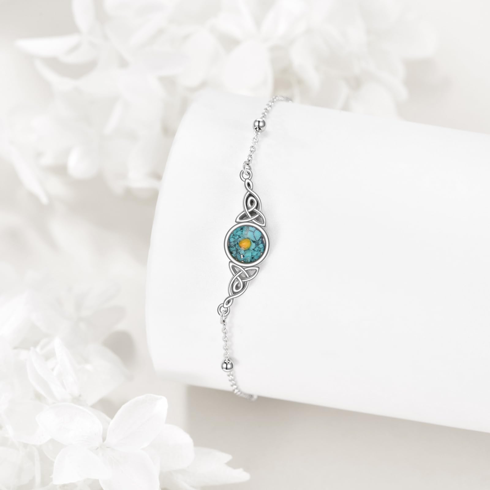 POPLYKE Sterling Silber Verstellbarer Mondstein Filigrane Armbänder Mondstein Schmuck für Frauen Geburtstagsgeschenk
