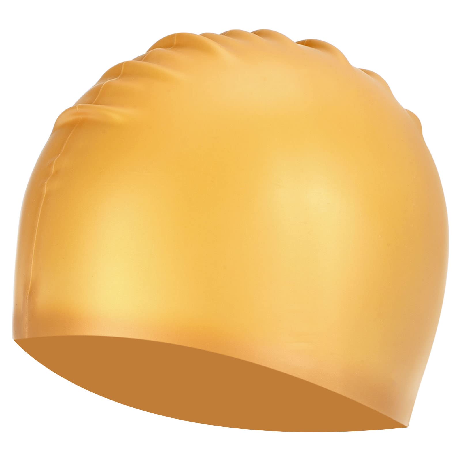 PATIKIL Silicone Swim Cap, Waterproof Swimming Hat Non-Slip Adult Swimming Caps for Women and Men Swim Training Racing, Gold Tone