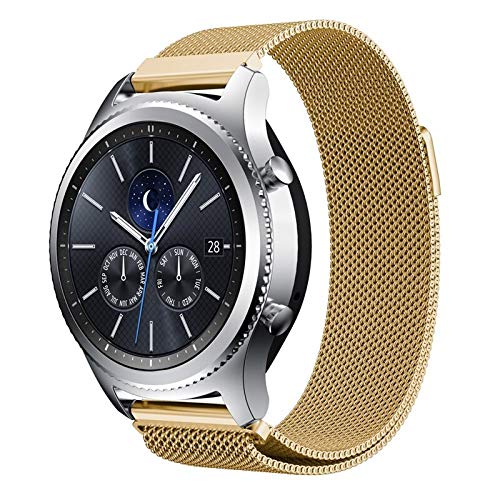 SIKAI Milanese Loop 22mm Metal Stainless Steel Band for Samsung Gear S3 Classic/Frontier/Samsung Galaxy Watch46mm / Fossil Q Founder/Fossil Q Grant/Amazfit Pace/Stratos (Gold)