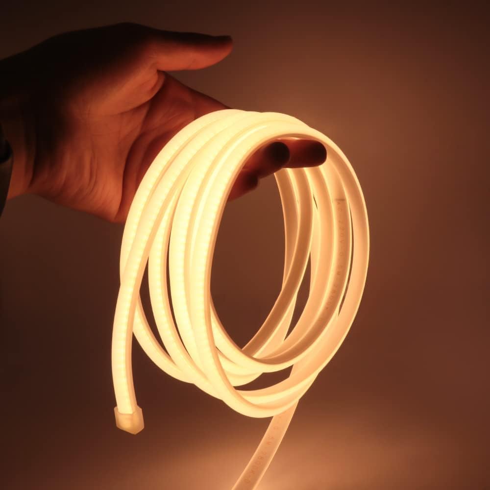KISUFU 220V Flessibile Striscia LED COB con Dimmerabile15m,Alta luminosità 288 LED/m, IP65 impermeabile,Luminoso Nastri LEDper armadio cucina casa fai da te camera da letto interni Decorazione