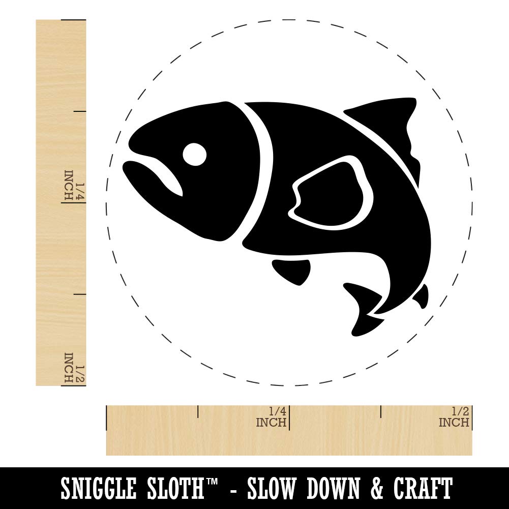 Salmon Fish Rubber Stamp for Stamping Crafting Planners - 1/2 Inch Mini