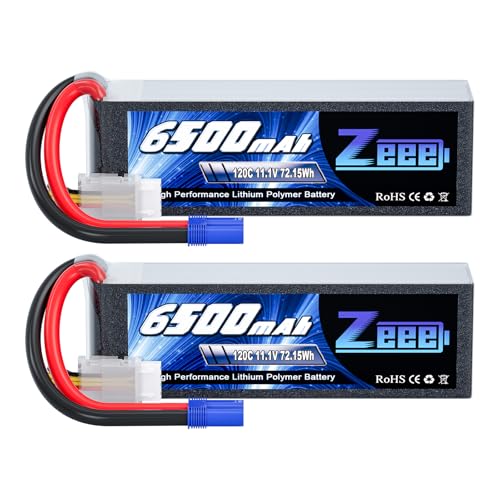 Zeee 3S Lipo 6500mAh 11.1V 120C Softpack-RC Akku mit EC5 stecker für RC-Autos LKWs RC-Fahrzeuge Truggy Buggy Panzer Hubschrauber Flugzeug Rennmodelle (2 Stück)