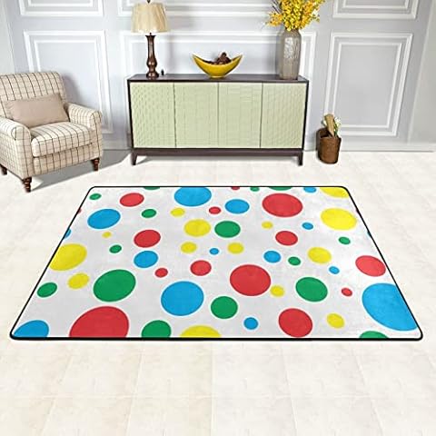 Sunzhenyu Non-Slip Soft Indoor Area Mat, Twister Polka Dots Area Rug 36"x24", Large Area Carpet for Living Room, Bedroom, Laundry Room Cover
