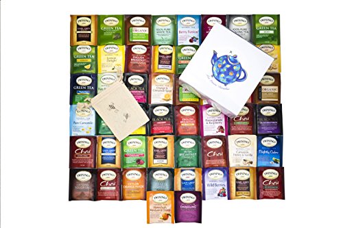 Twinings Tea Bags Sampler Assortment Variety Pack - 50 Count with Gift Box and Travel Pouch - Tea Lover’s Paradise