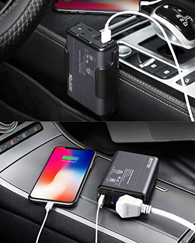 BESTEK 150W Power Inverter with Wallet DC 12V to 110V AC Converter 4.2A Dual USB Car Adapter, Thinner Design with ETL Listed (Grey)