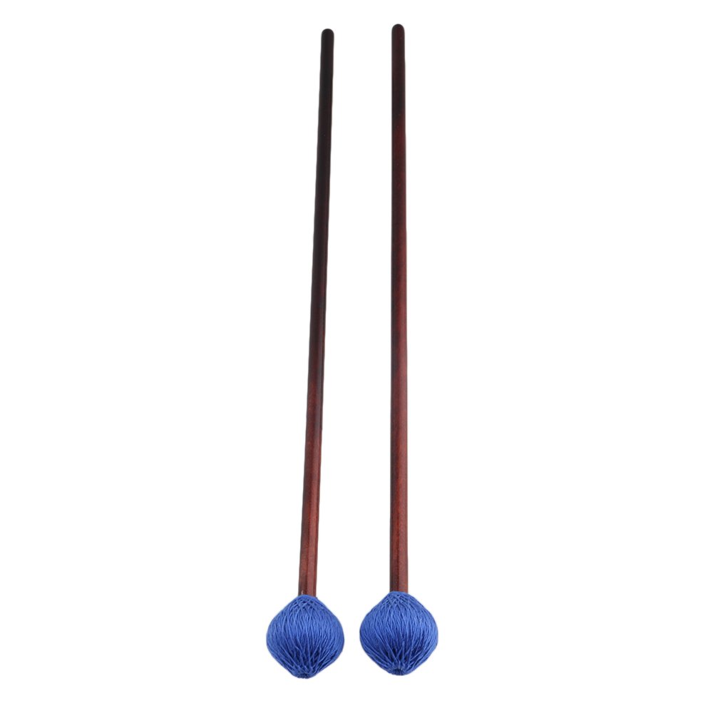 BQLZR Drum & Percussion Mallets Maple Handles and Blue Woolen Yarn Head Hard Keyboard Marimba Mallets Pack of 2