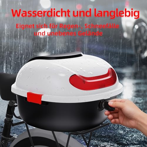 Mihoho Fahrradkoffer für alle Gepäckträger, abschließbare wasserdichte Fahrradbox | Helmkoffer | Gepäckträger Koffer | Helmbox | Fahrradgepäckträger Box (Weiß)