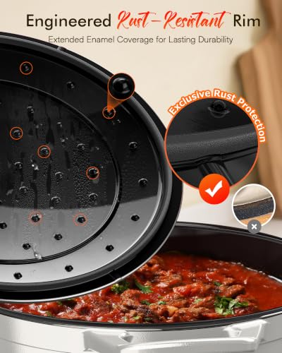 Image of Nuwave 6 Qt PFAS-Free Enamel Cast Iron Dutch Oven Pot w /Lid, Vanilla Cream