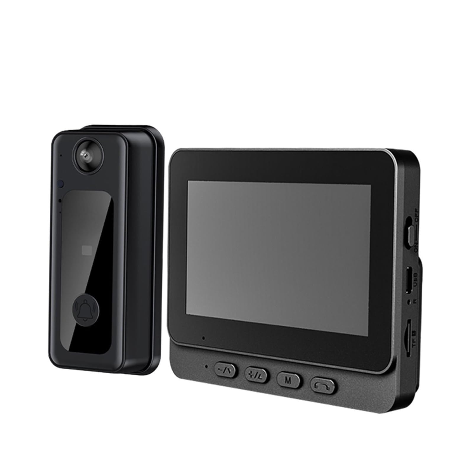 Timbre con Camara, Timbre inalámbrico 1080P de 4,3 Pulgadas con cámara y videoportero con Pantalla y visión Nocturna Gran Angular de 170°