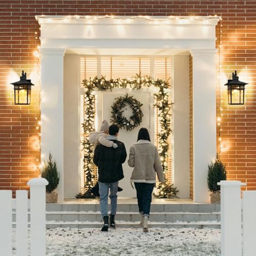 Wandleuchte aussen, Außenwandleuchten mit Klarglas, IP44 Wasserdicht, Retro E27, Außenlampen Beleuchtung Außenwandleuchte Verandaleuchten (Schwarz) – Bild 4