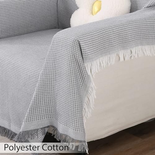 Image of HOKIPO Polyester Cotton Sofa Cover Thick and Soft Throw 3 Seater, 180 (D) x 300 (L) cm (NEW-AR-4641-N1)