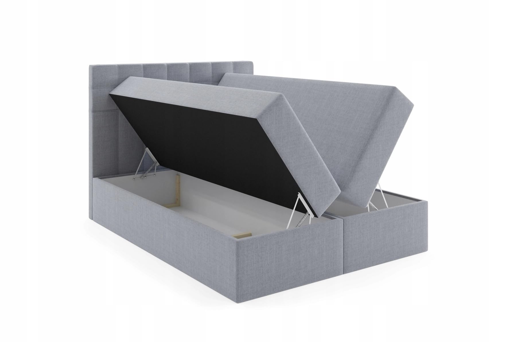Generisch Moderne Boxspringbett MERA Premium Bett mit Bettkasten Ziernähten Bonell Matratze H3 Federkern Topper Polsterbett Doppelbett Schlafzimmer (Beige - Aura 01, 120 x 200)