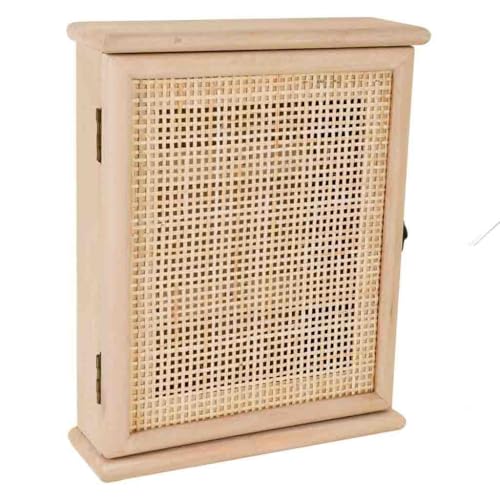 WANDERLUST DECO Caja de Llaves de Madera y Rejilla marrón 24x7.5x30