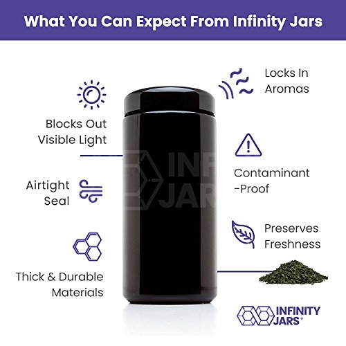 Infinity Jars 1 Liter (34 Fl Oz) 10-Pack Tall Extra Large Black Ultraviolet Glass Wide Mouth Screw Top Jar #TOP4