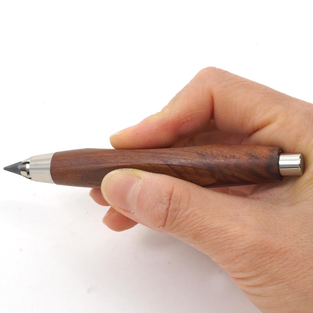 Rosewood Clutch-Bleistift, 5,6 mm, Minenhalter, Geschenk-Set mit Spitzer und Box mit Minen, molliger, achteckiger Schaft aus Holz, Skizzier- und Zeichenstift für Künstler (rotes Rosenholz, achteckiger