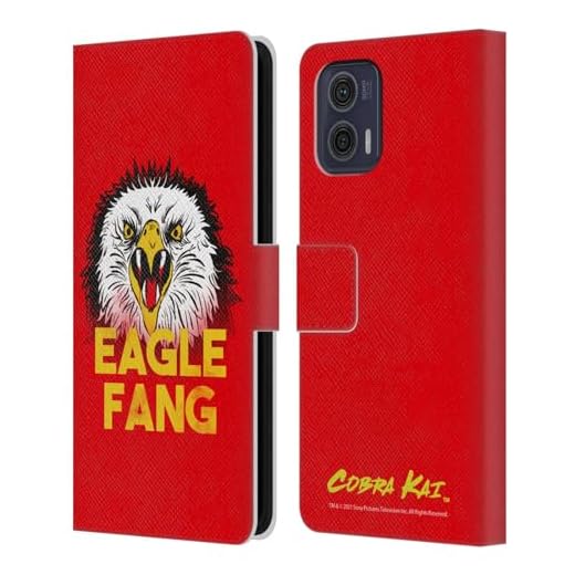 Head Case Designs Licenciado Oficialmente Cobra Kai Team Eagle Fang Arte Clave de la Temporada 4 Carcasa de Cuero Tipo Libro Compatible con Motorola Moto G73 5G