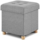 BRIAN & DANY Ottoman with Storage, Square Small Storage Ottoman Foot Rest with Legs, Ottomans Foot Stool for Dorm, Living Room, Entryway 14.8'x14.8'x17.8' (Light Gray)
