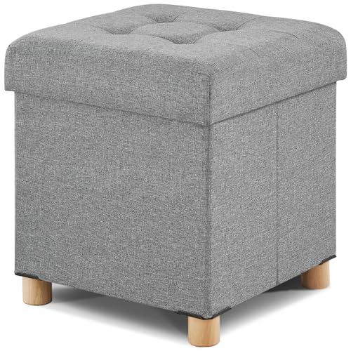 Image of BRIAN & DANY Ottoman with Storage, Square Small Storage Ottoman Foot Rest with Legs, Ottomans Foot Stool for Dorm, Living Room, Entryway 14.8 inchx14.8 inchx17.8 inch (Light Gray)