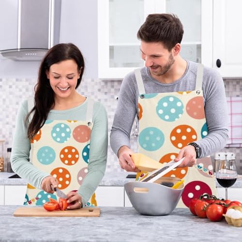 Tablier de cuisine rigolo en lin à pois idée cadeau lot de 2 - 6