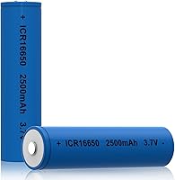 Vista 2 de SHENMZ 16650 Protected Button Top Battery 2500mAh 3.7V Lithium Ion - High Capacity Rechargeable Batteries for Flashlights, Headlamps, Bike Lights 【