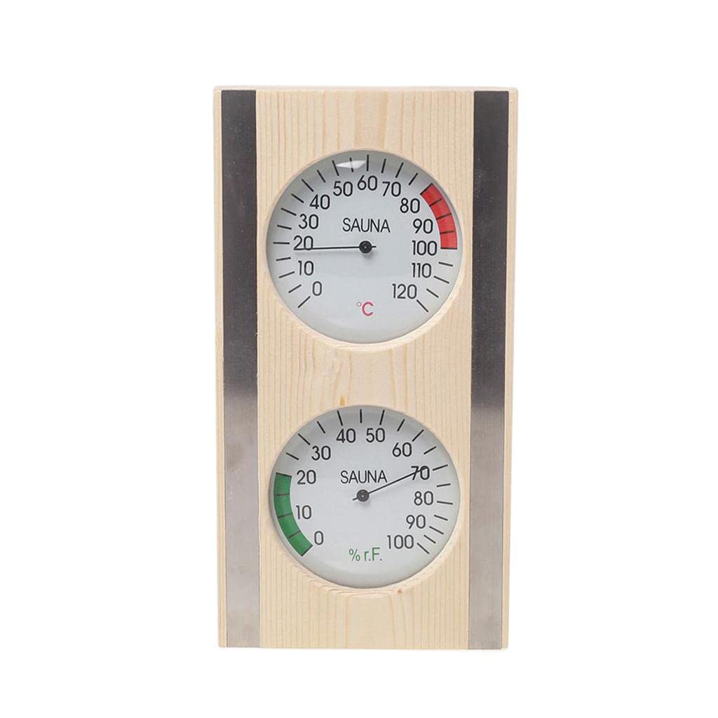 CALANDIS 1pc Wood Grain Sauna Thermometer Hygrometer Digital Outdoor Indoor Durable-image-13