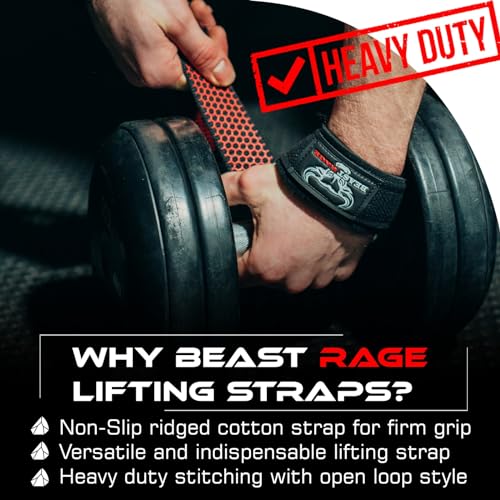 image for BEAST RAGE Lifting Wrist Straps for Weightlifting, Weight Lifting Stra