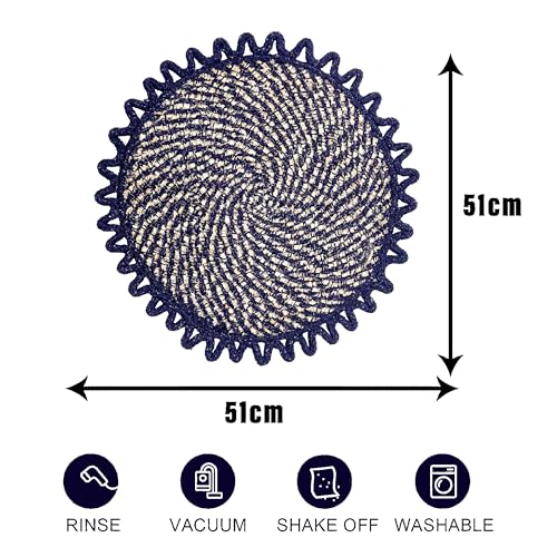 Image of Cotton Doormat for Home |Handmade Cotton Doormat | Quick Dry, Washable Door Mat for Home, Bathroom & Bedroom (Blue-B)