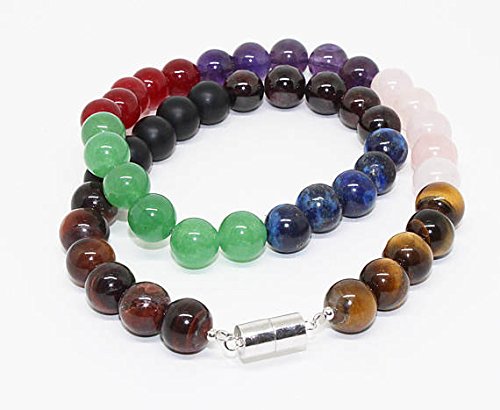 Natural Stone Bead Necklace - Mix Semi Precious Stone Single Line 18" inch/Green Onyx,Amethyst, Kynite Beads Necklace Ready to wear