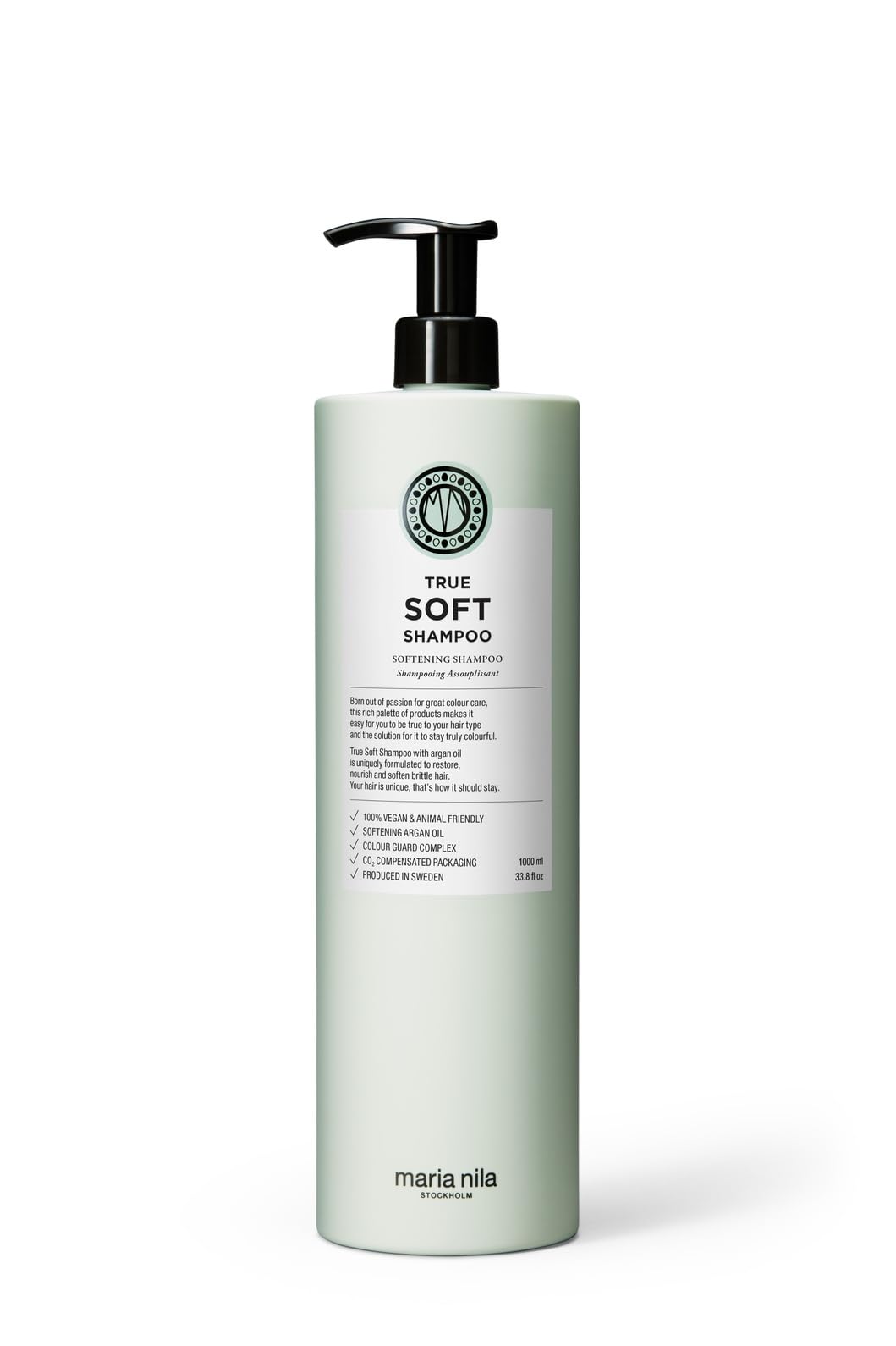 Maria Nila Shampoo trockenes Haar Damen, True Soft Shampoo mit Arganöl für Glanz und Geschmeidigkeit, Haarshampoo Frauen gegen Frizz für coloriertes Haar (vegan, sulfat- und parabenfrei), 350 ml