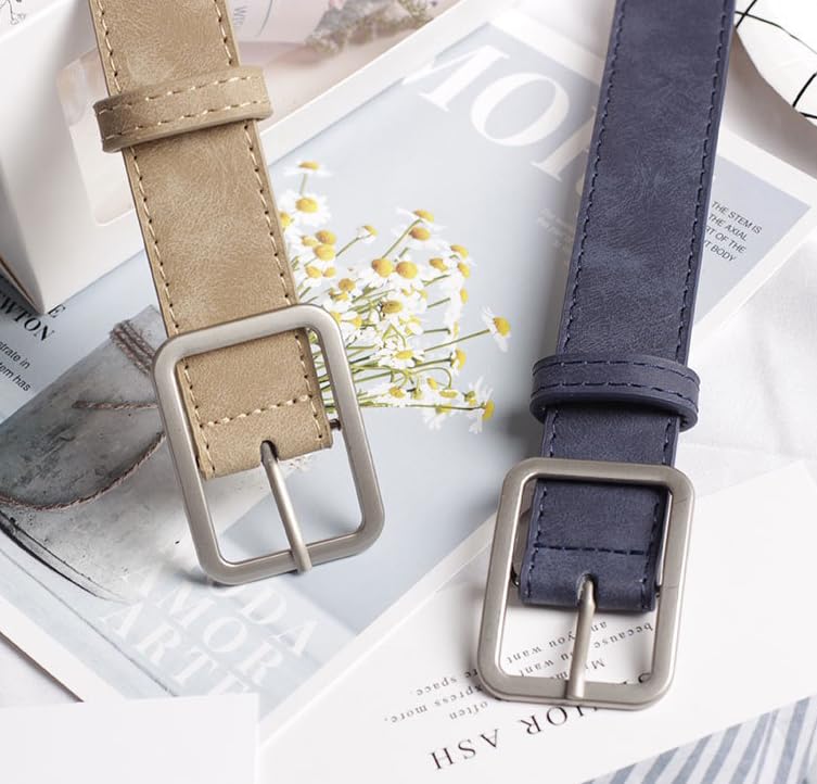 COTIM COYIN Women's Suede Leather Belts with Silver Buckle for Jeans, Pants, Dresses2