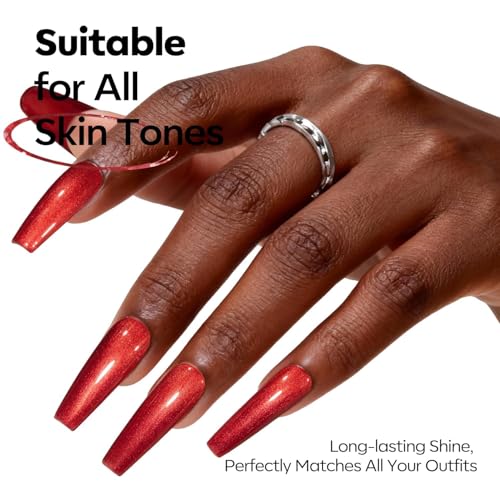 Image of modelones Glitter Gel Nail Polish Pastel Red Gel Nail Polish Soak-Off UV Gel Polish - 28+ Days Long-Lasting Salon-Quality Nail Art DIY Manicure & Gift 15ML