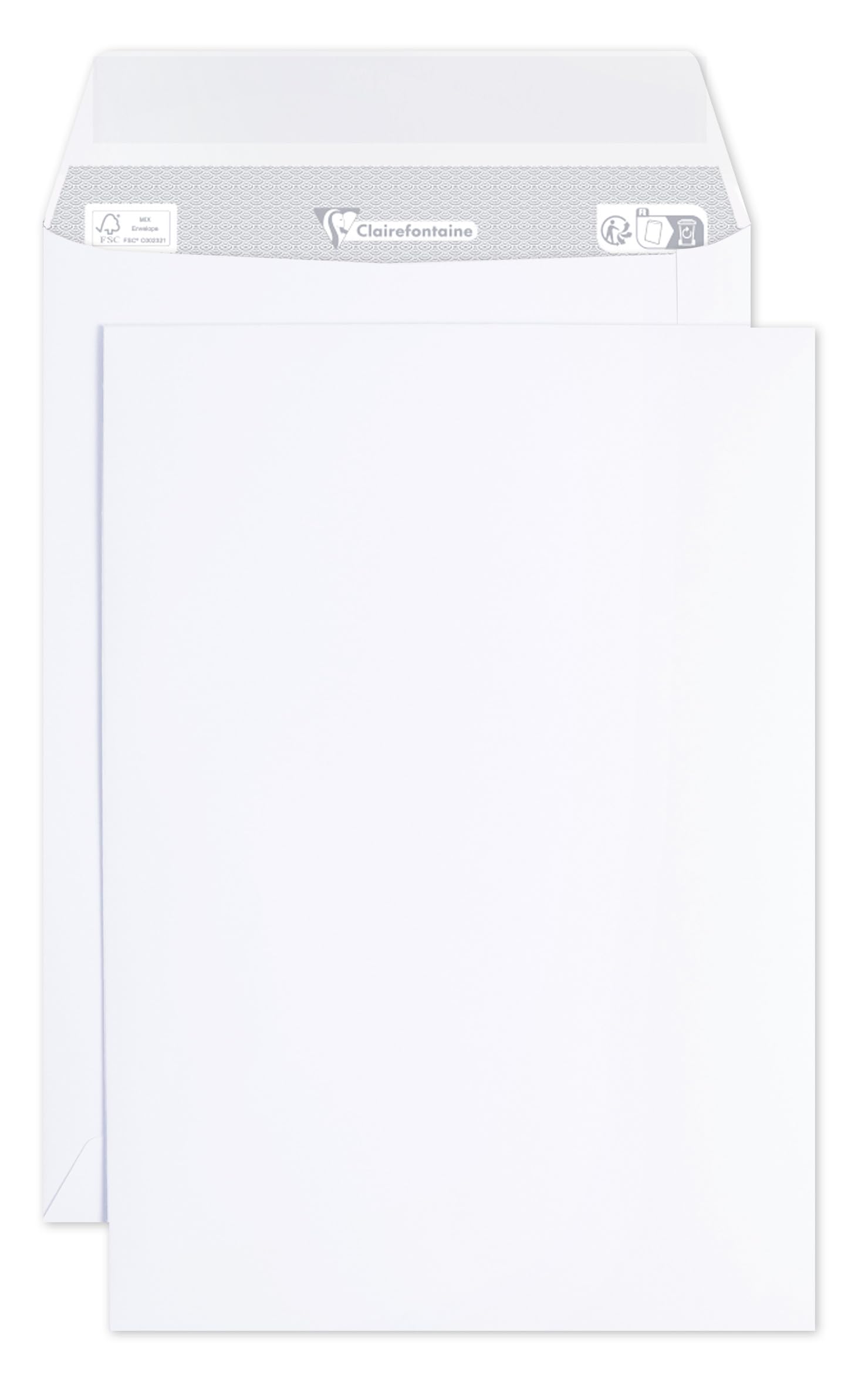 Clairefontaine 8042C - Karton mit 500 Versandtaschen weiß C5-162x229mm, selbstklebend, 90g, 1 Karton