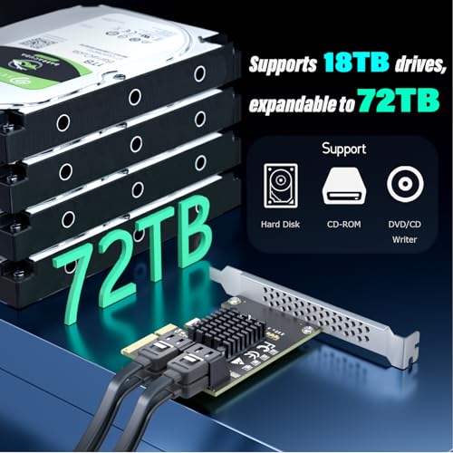 Image of 4-Port SATA Expansion Card (PCIe 3.0 x4 to 6Gbps SATA Card), Supports OS Boot, Compatible with Windows /Mac /Linux /NAS