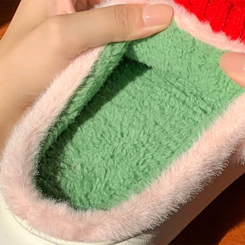 Odd clown couple cotton slippers female new winter net red men's cotton shoes indoor home wear thick bottom heightened (Green, Adult, Women, 8, Numeric, US Footwear Size System, Medium)4