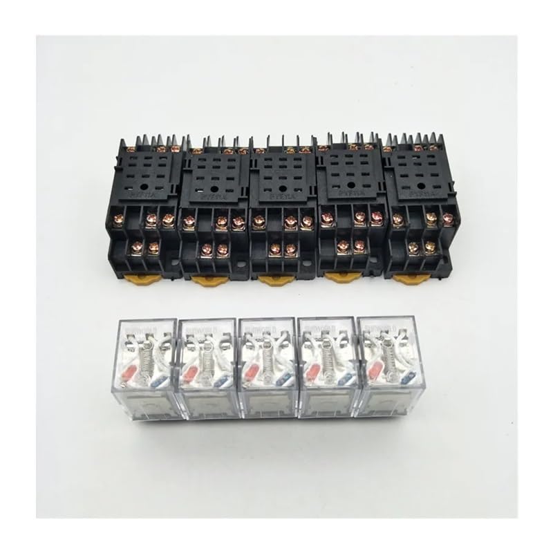 Relé electromagnético de Potencia CA 110 V, 3PDT, 3NO, 3NC, 11 Pines, LED Rojo, 5 Unidades con zócalo